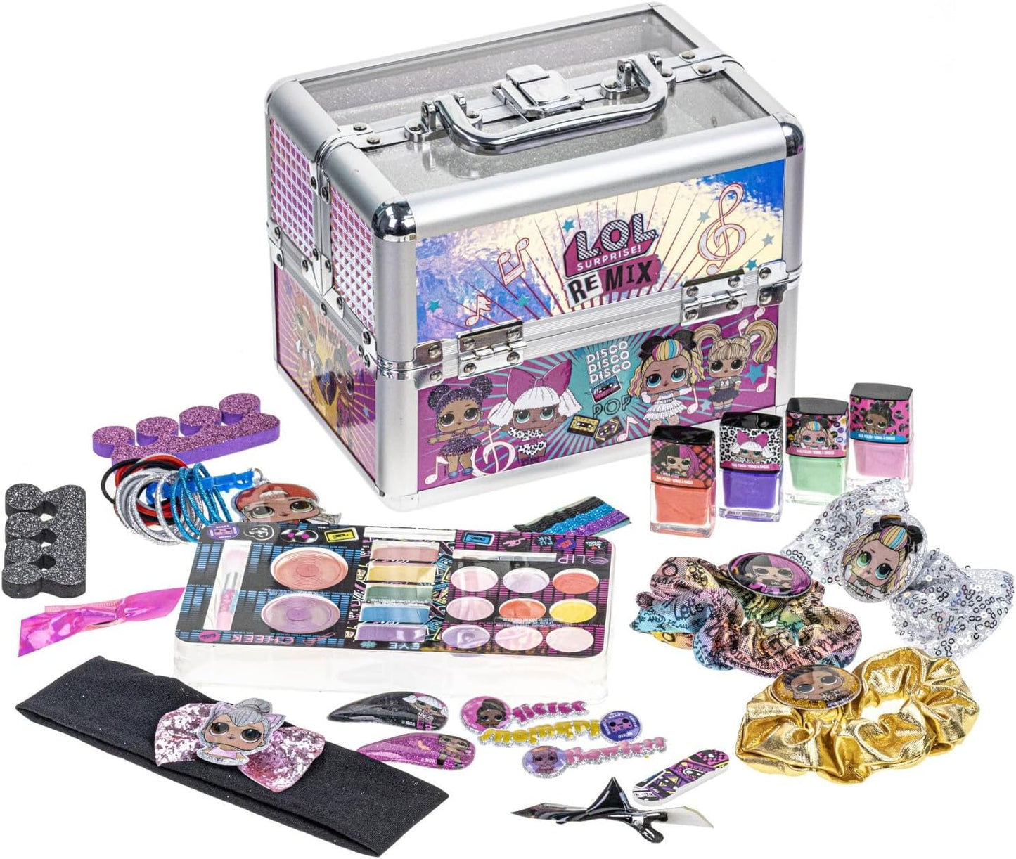 L.O.L Surprise! Townley Girl Train Case Cosmetic Makeup Set Includes Lip Gloss, Eye Shimmer, Nail Polish, Hair Accessories & more! for Kids Girls, Ages 5+ perfect for Parties, Sleepovers & Makeovers
