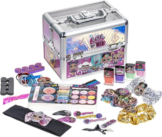 L.O.L Surprise! Townley Girl Train Case Cosmetic Makeup Set Includes Lip Gloss, Eye Shimmer, Nail Polish, Hair Accessories & more! for Kids Girls, Ages 5+ perfect for Parties, Sleepovers & Makeovers