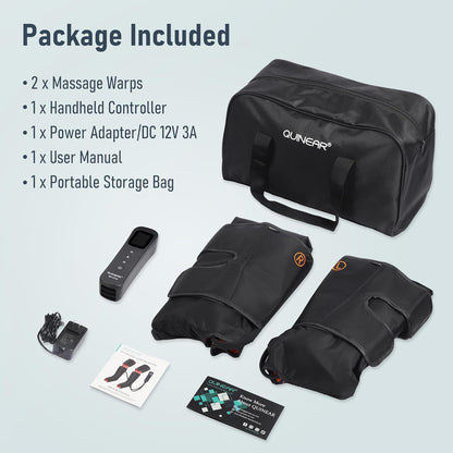 QUINEAR Leg Massager, 3-in-1 Foot Calf & Thigh Massager with Heat and Compression Therapy, Leg Massage Boots for Swollen Legs, Edema, RLS Pain Relief