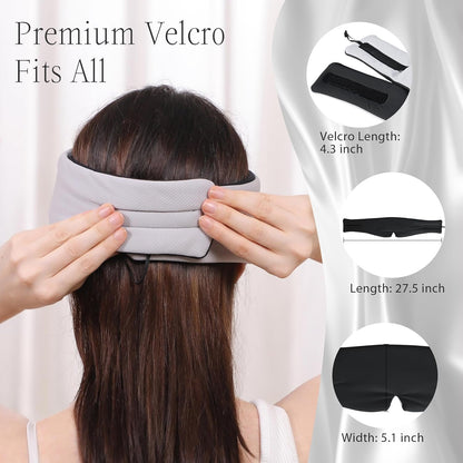 MUSICOZY Sleep Headphones with Bluetooth, Wireless Sleep Headband for Side Sleepers, Adjustable Size, Light Blocking, Ice Silk, Perfect for Travel Relaxation (Black)