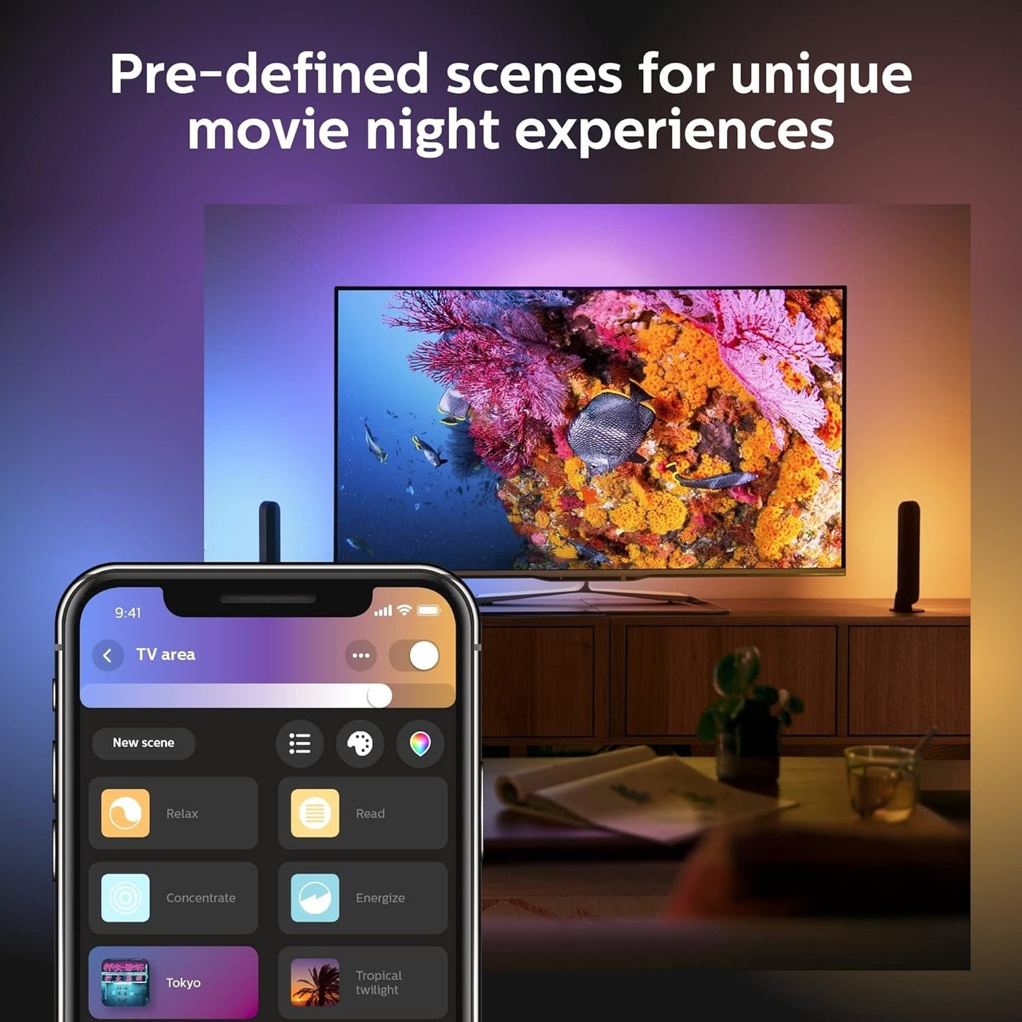 Philips Hue Smart Play Light Bar Base Kit, Black - White & Color Ambiance LED Color-Changing Light - 1 Pack - Requires Bridge - Control with App - Works with Alexa, Google Assistant and Apple HomeKit