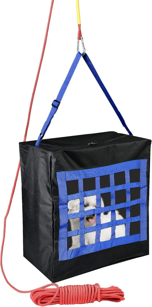 ISOP Fire Evacuation Bag for Pets up to 25 kg - 15m Rope Included - Fire Escape Device for Cats and Dogs - Emergency Evacuation Kit - Rescue Tool - Survival Kit for Pets - Life-saving Dog Carrier