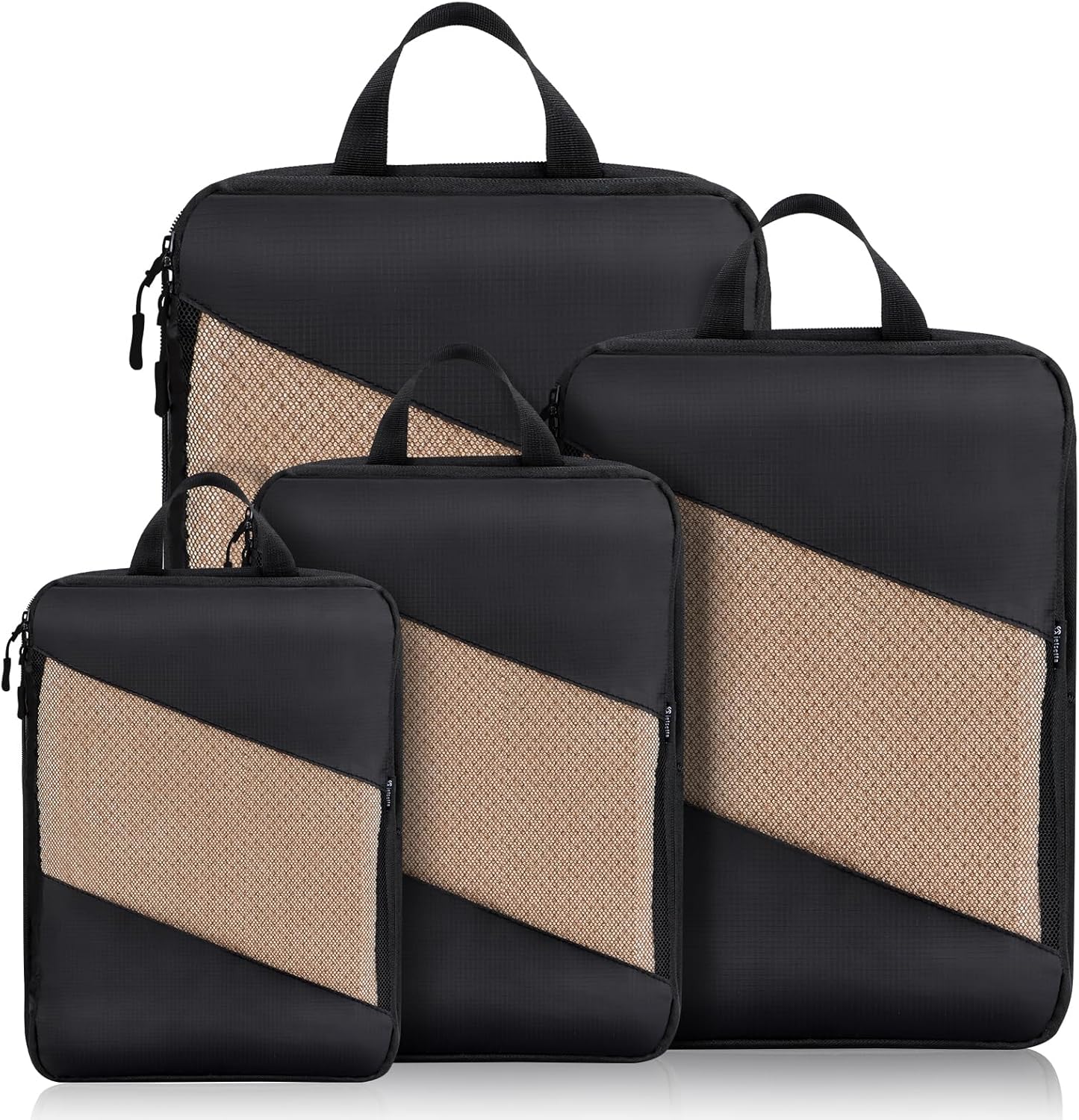 Jetsetta Extra Large Compression Packing Cubes with see through Mesh, Expandable Suitcase and Luggage travel packing cubes set for Travel Accessories（Black 4 Set)