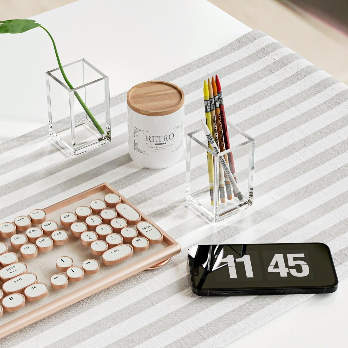 MaxGear Pen Holder 2 Pack Clear Acrylic Pencil Holder for Desk, Pen Cups for Desk Supplies Holders, Acrylic Cup Holder for Toothbrush, Straw, Makeup Brush Holder, School Home Office Desk Accessories