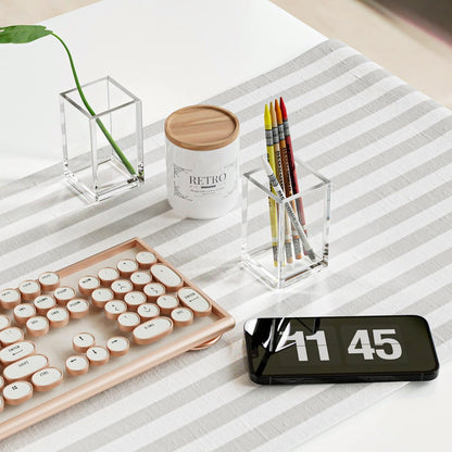 MaxGear Pen Holder 2 Pack Clear Acrylic Pencil Holder for Desk, Pen Cups for Desk Supplies Holders, Acrylic Cup Holder for Toothbrush, Straw, Makeup Brush Holder, School Home Office Desk Accessories