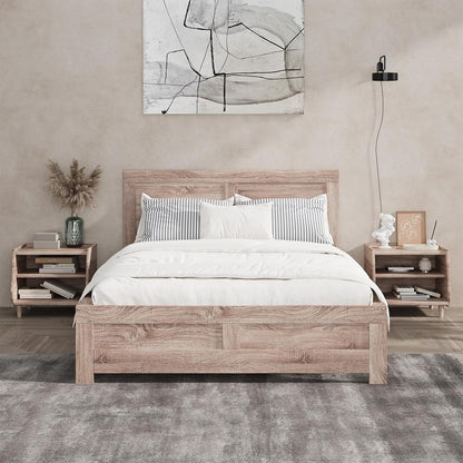 OIKITURE Wooden Bed Frame Queen Size Beds Platform, Bed Frame Platform with High Bed Leg, Compatible with Australian-Sized Mattresses, 210X173X100cm