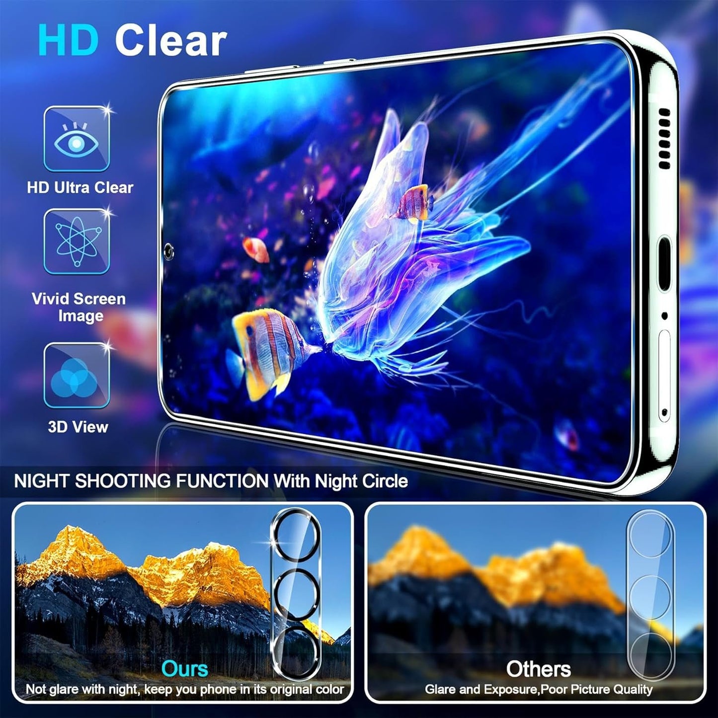 [3+3 Pack] Glass Screen Protector for Samsung Galaxy S25 5G, 9H Tempered Glass, Ultrasonic Fingerprint Support, HD Clear, Anti Scratch Bubble Free for Galaxy S25 Glass Screen Protector