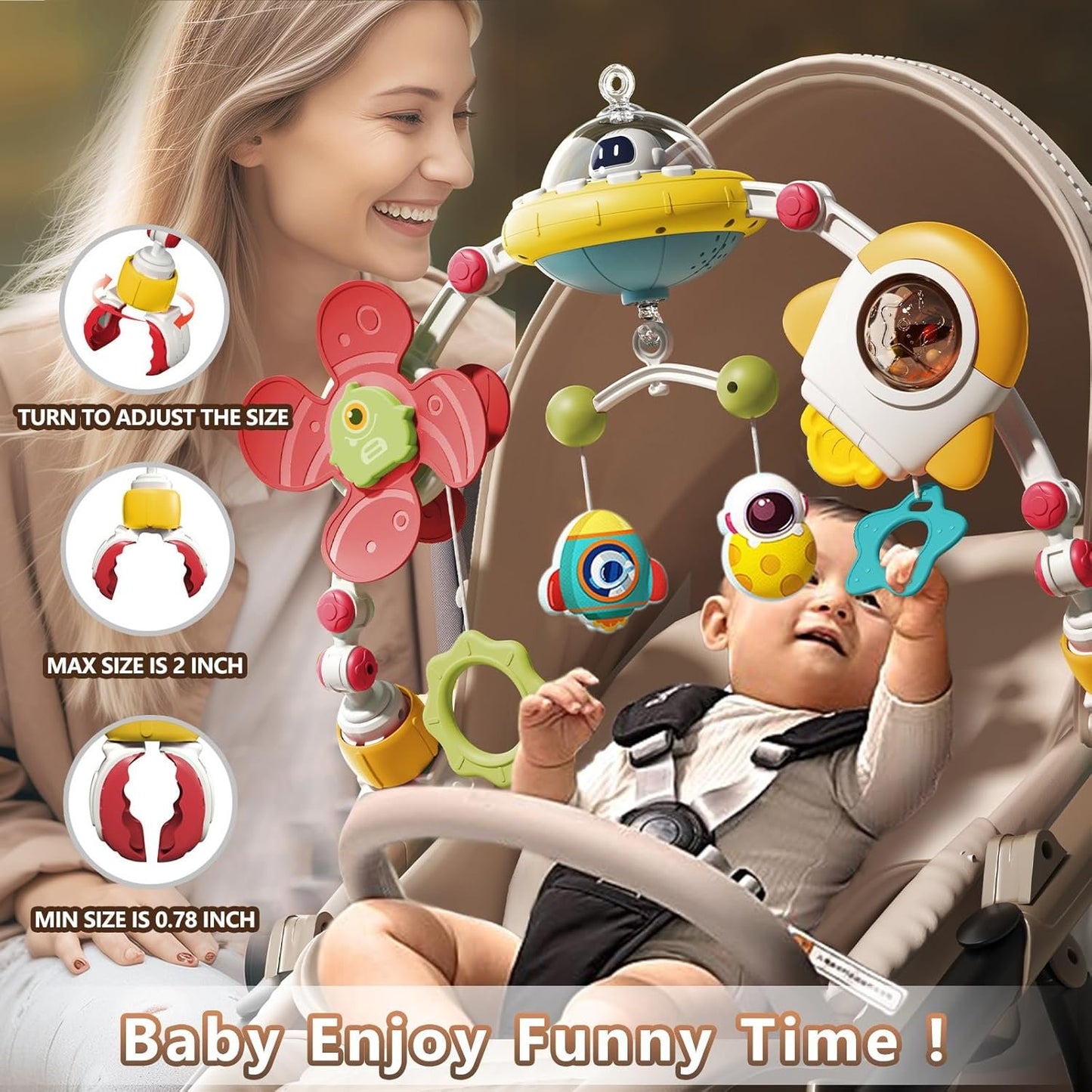 Musical Baby Stroller Arch Toys, Travel Car Seat Toys, Baby Play Arch Crib Accessory Toys, Mobile for Bassinet, Pram Activity Arch Bar Toys for Babies Infants