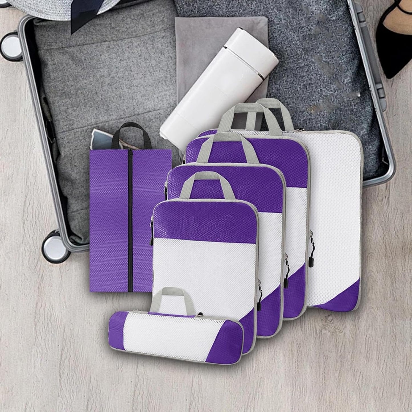 Gralara Ultimate Travel Packing Cubes Set for Seamless Organization, Violet