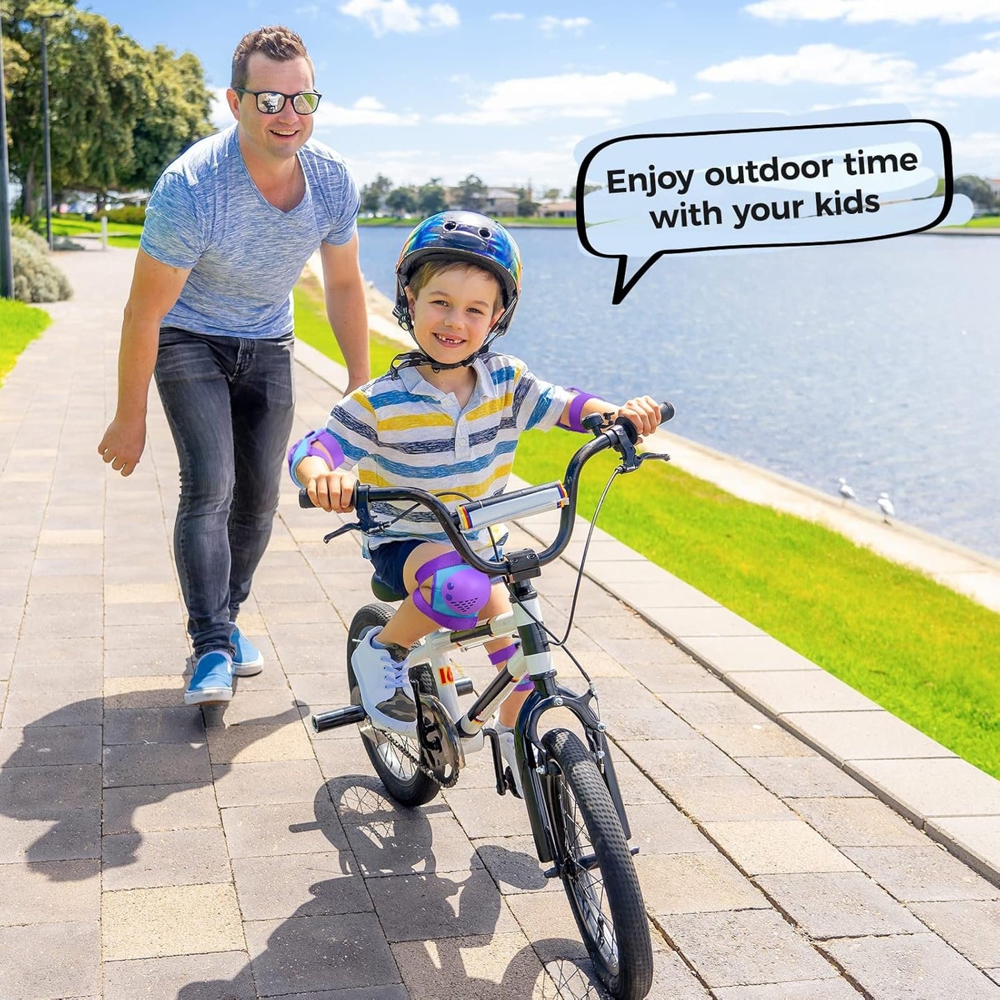 Kids/Youth Knee Pad Elbow Pads Guards Protective Gear Set for Roller Skates Cycling BMX Bike Skateboard Inline Skatings Scooter Riding Sports, Wrist Guards Toddler for Multi-Sports Outdoor