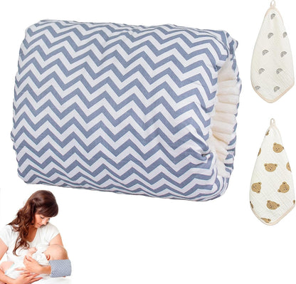 Jokureao Breastfeeding Arm Pillow Set, Cozy Cradle Pillow, Baby Nursing Arm Breastfeeding Pillow, Soft Nursing Arm Pillow with 2 Square Towels, Pillow for Feeding Baby (Gray)