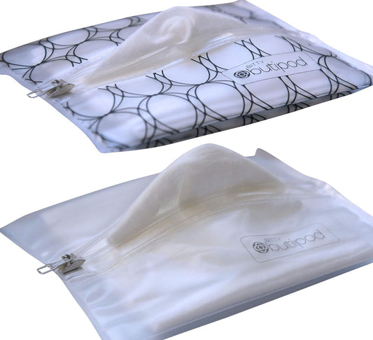 Buti-pods Bitty Travel Wipes Case | Reusable Refillable Portable Baby Dispenser Container | Great for Hand Face Wipes (Bitty 2 Pack | Clear|Black)