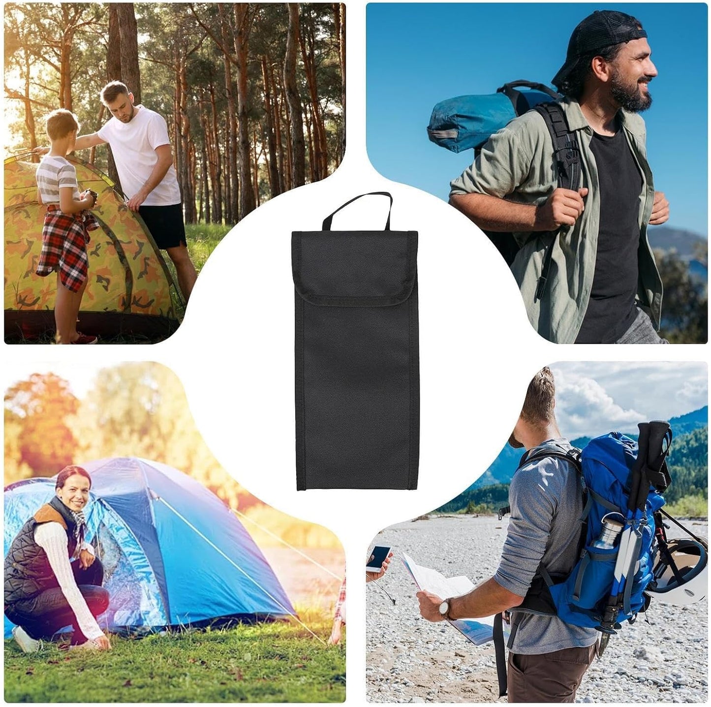 Tent Stake Bag, Camping Stakes Sleeve, 11.22x5.12 Inches Portable Tool Pouch with Hammer Pocket Nails, Outdoor Camp Gear for Travel, Backpacking, Hunting Material Oxford Cloth