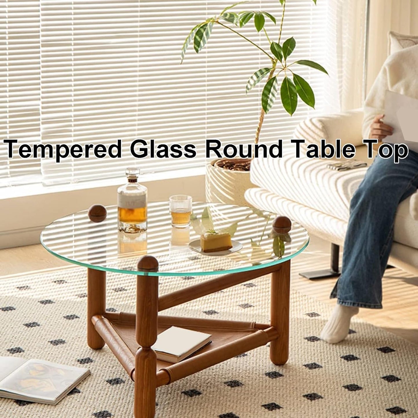 Tempered Glass Round Tabletop for Dining & Center Tavoli, 35 cm a 100 cm, Elegant Crystal Glass, Ideal for Outdoor & Indoor Use, Durable & Stylish Design