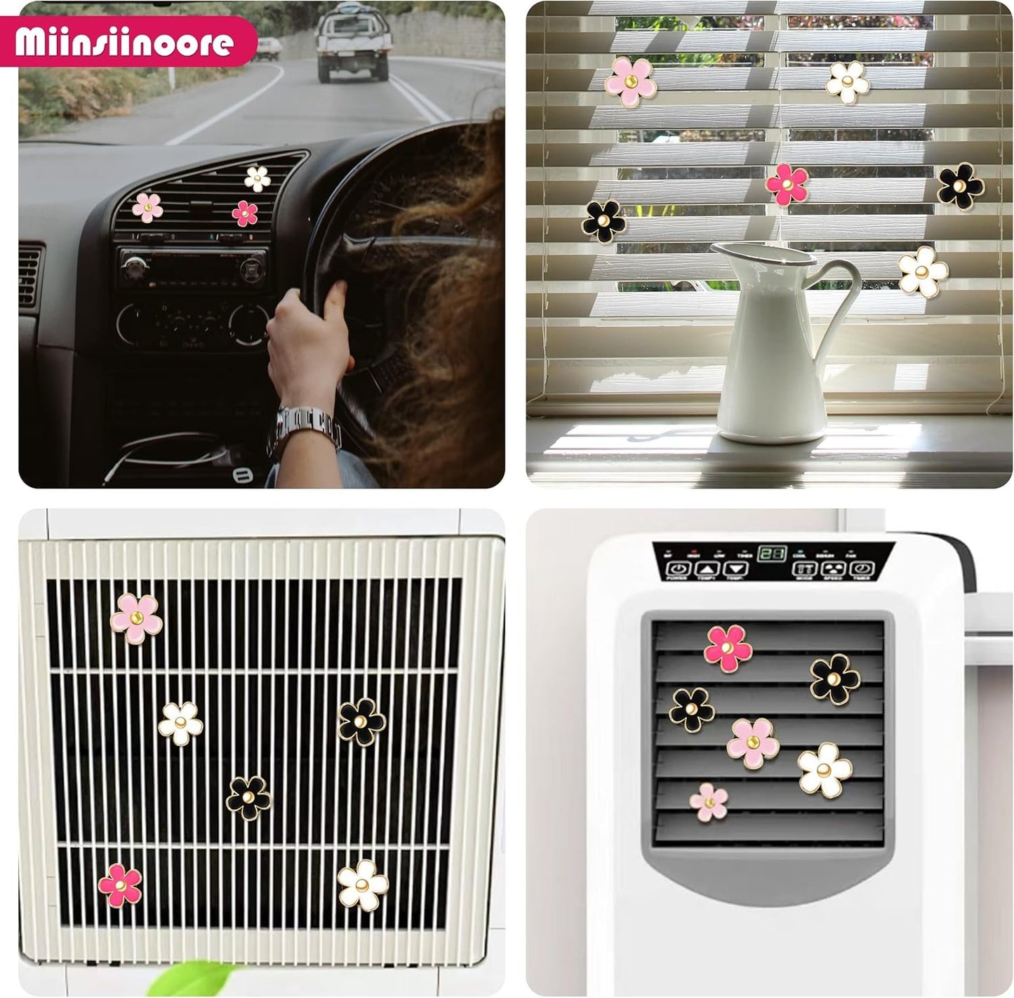 12 Pcs Daisy Flowers Air Vent Clip, Cute Car Air Outlet Clip Vent Clips, Car Diffuser Vent Clips Car Interior Decor Accessories Air Freshener Clip for Women Car Interior Accessories