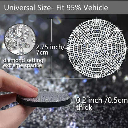 NBTEPEM 2pcs Bling Car Cup Holder Coaster, 2.75 inch Anti-Slip Shockproof Universal Fashion Coasters Insert Crystal Rhinestone Automotive Interior Accessories for Women (2 pcs, White)