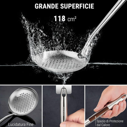 YOSUKATA Stainless Steel Spatula and Ladle for Wok 43 cm - Kitchen Utensils Set 304 Stainless Steel - Kitchen Ladle Set - Wok Accessories - Universal Kitchen Accessories - Kitchen Gadgets