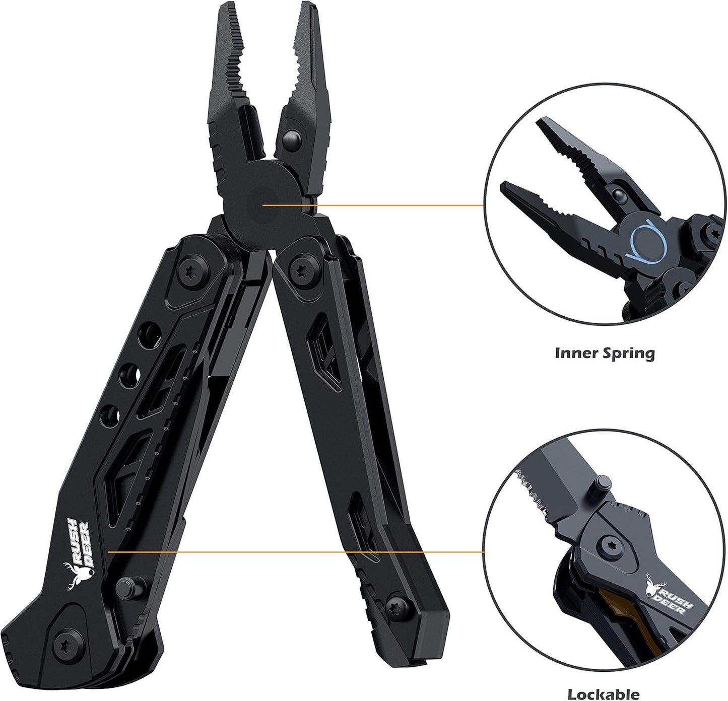 Multitool Knife Camping Survival Knife Unique Gifts for Men Dad Husband 16 in 1 Pocket Multitools Knife Pliers Screwdrivers Bottle Opener, Multi Tool Gadgets with Safety Lock Nylon Sheath