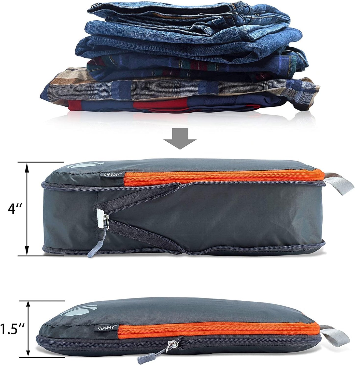 Cipway Compression Packing Cubes Set, Ultralight Expandable Travel Organizer for Hand Luggage, a_grey 3pcs, Large