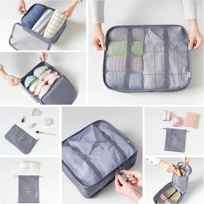 Dazhtu 12 Pieces Suitcase Organizer, Packing Cubes, Suitcase Organizer for Holiday and Travel, Grey