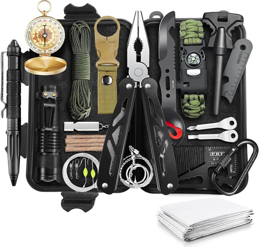 Dusor Father Day Dad Gift Ideas 21 in 1 Survival Kit, Father‘s Day Gifts from Daughter Wife Son, Dad Gifts for Fathers Day, Camping Essentials Gifts for Men Husband Stepdad, Father's Day Hunting Gifts