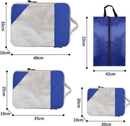 ehsbuy Compression Packing Cubes 4 Pieces for Travel Organizer Luggage Organizer Suitcase 3 Cubes + 1 Laundry Bags for Clothing Accessories