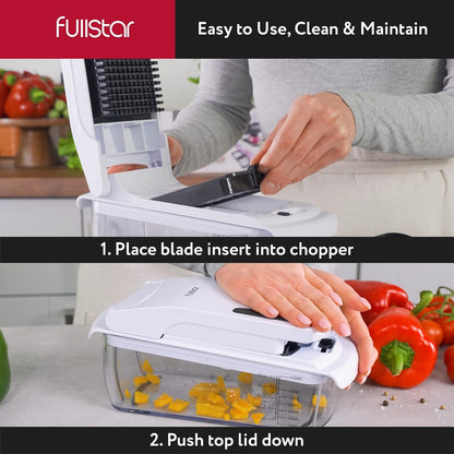 Vegetable Chopper Vegetable Cutter - Food Onion Salad Veggie Chopper with Container - French Fry Potato Dicer Slicer Cutter - Kitchen Tools & Gadgets (9-in-1 White)