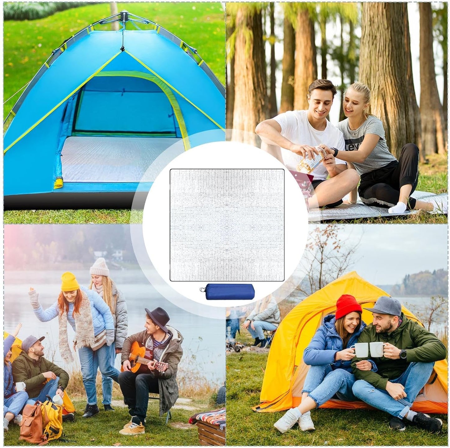 Camp Groundsheet - Reflective Foil Sleeping Pad, Foam Insulated Blanket | Heat Retaining Camping Mat, Hammock Rain Tent, Waterproof Tent Liner for Outdoors, Beach, Travel, Picnic
