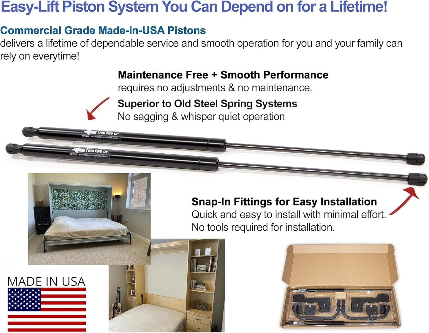 Queen-Size Do It Yourself Murphy Wall Bed Hardware Kit - Vertical Bed Cabinet