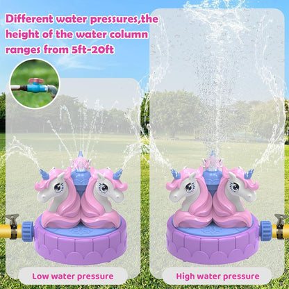 Outdoor Water Toys Sprinkler for Kids: Unicorn Spinning Sprinkler Summer Outside Toys Attached to Garden Hose, Outdoor Water Play Splashing Fun for Backyard Garden Game, Gift for Kids Age 3-5 4-8