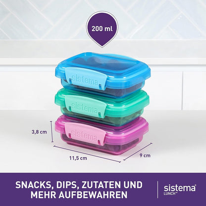 Sistema Lunch Collection Food Storage Containers, Assorted Colours, 3 Pack