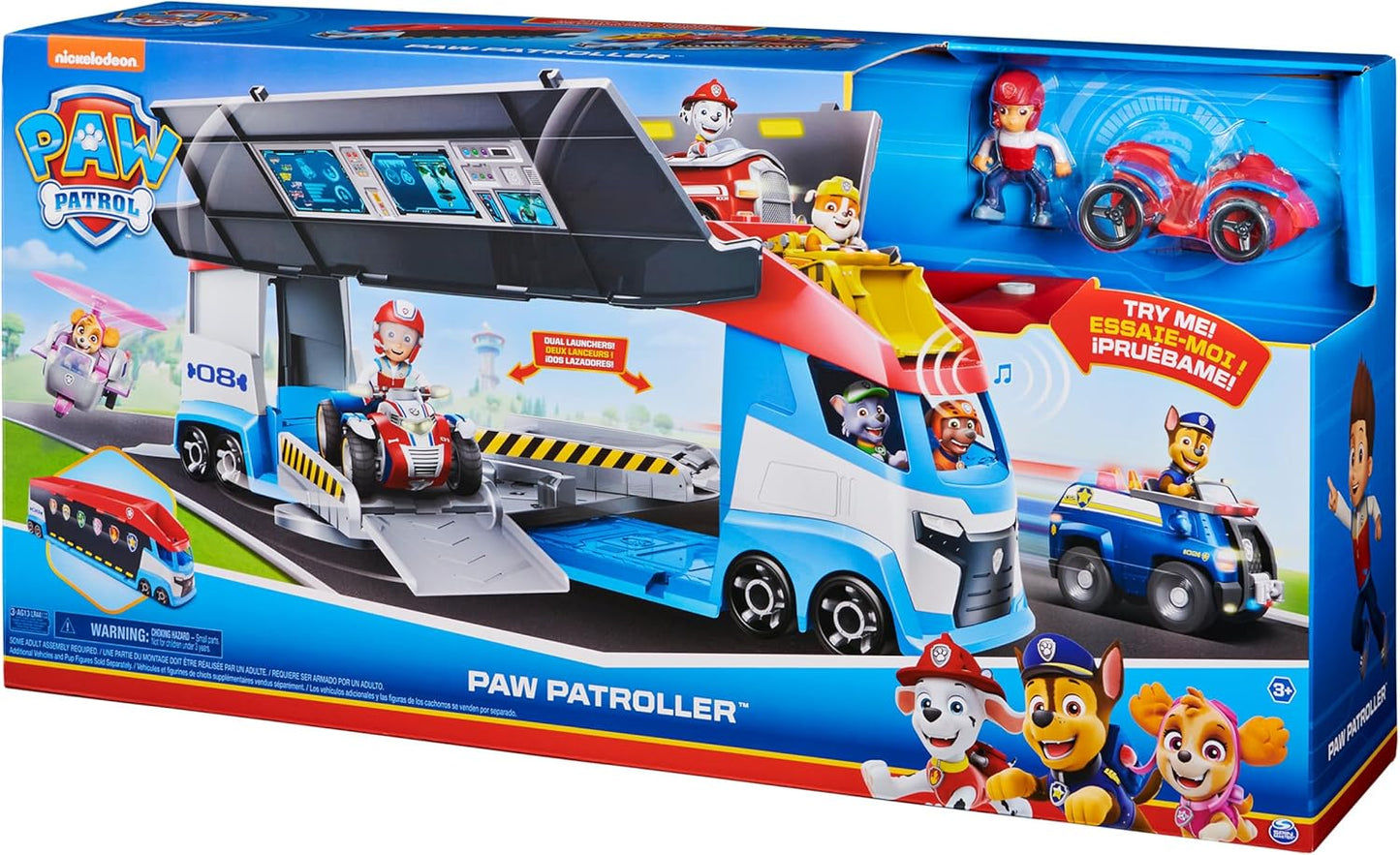 PAW Patrol, Transforming PAW Patroller with Dual Vehicle Launchers, Ryder Action Figure and ATV Toy Car, Kids Toys for Ages 3 and up