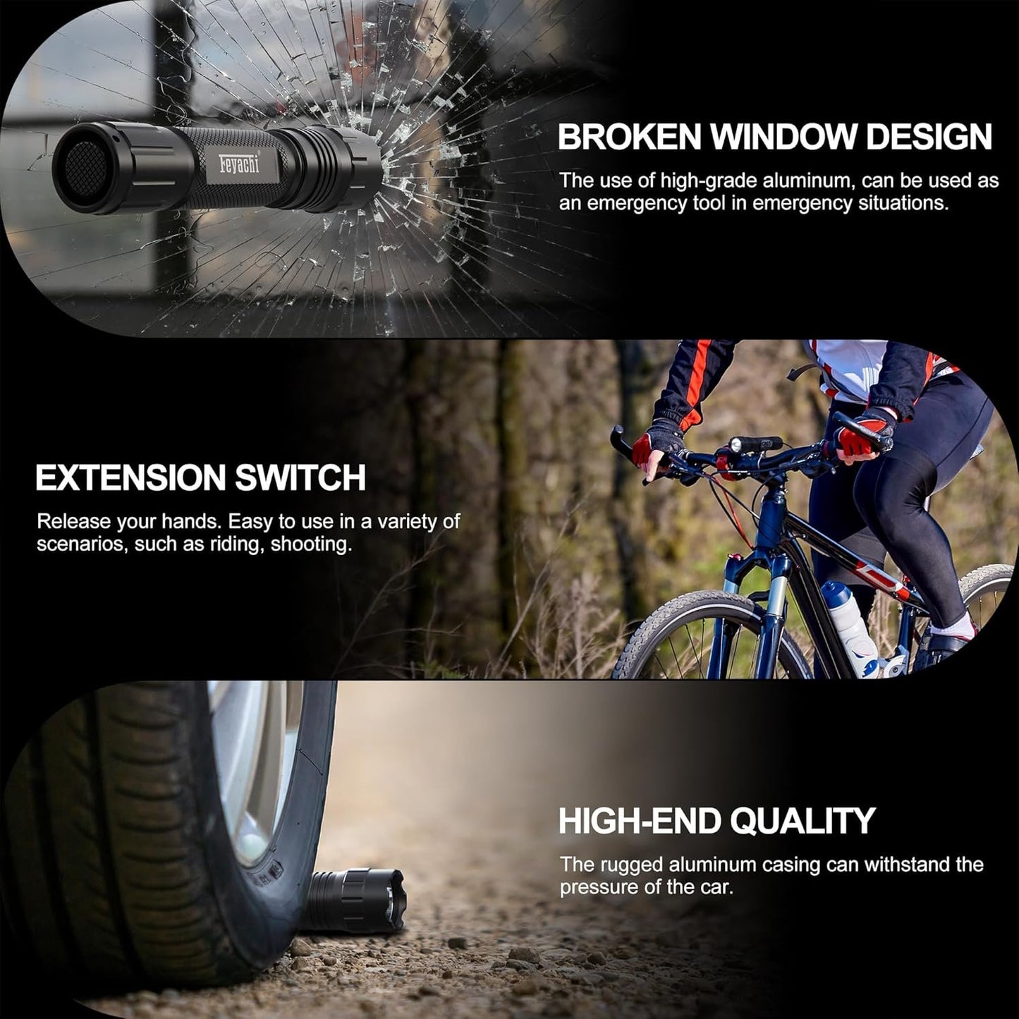 Feyachi 1500 Lumen LED Tactical Flashlight Rechargeable IPX7 Protection 4 Modes Weapon Light Mlok Rail Flashlight Included with Pressure Switch