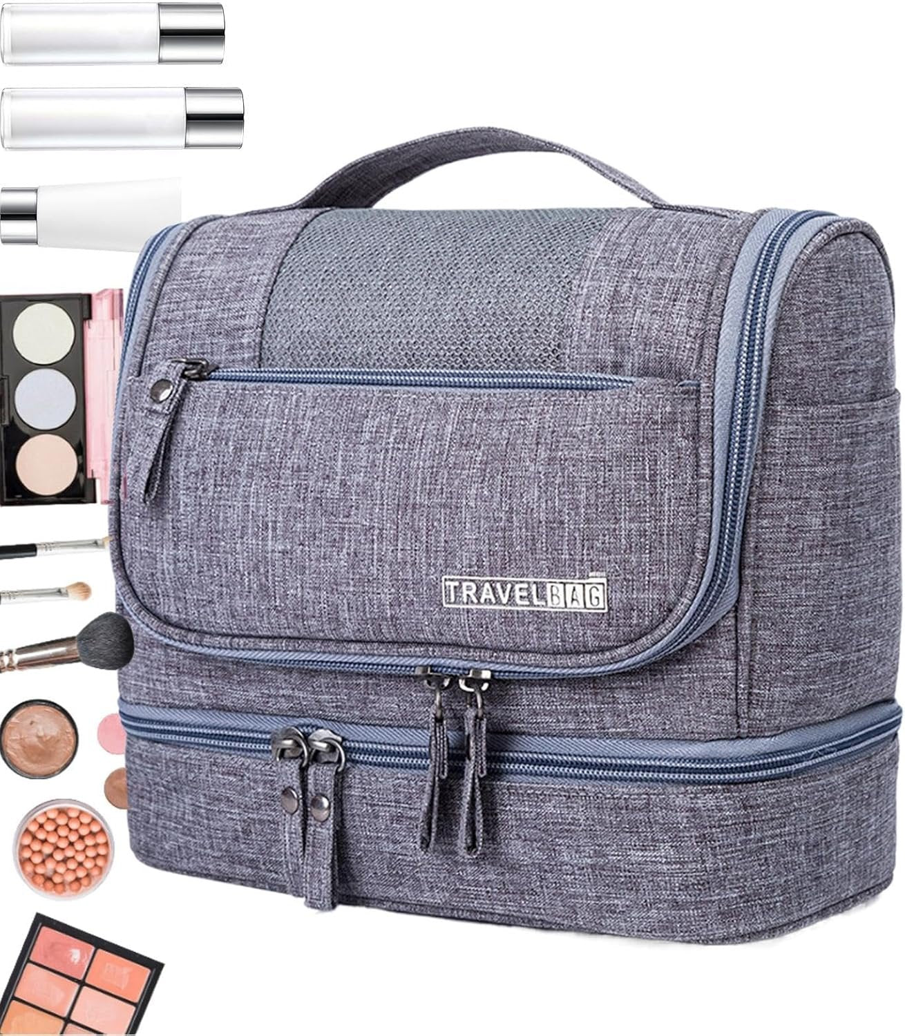 Toiletry Organizer Bag | Waterproof Travel Bag | Compact Travel Toiletry Bag | Spacious Travel Hygiene Bag | Cosmetic Organizer for Travel | Toiletry Kit for Travel | Travel Makeup Bag, Grey, Se