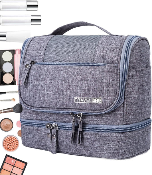 Toiletry Organizer Bag | Waterproof Travel Bag | Compact Travel Toiletry Bag | Spacious Travel Hygiene Bag | Cosmetic Organizer for Travel | Toiletry Kit for Travel | Travel Makeup Bag, Grey, Se