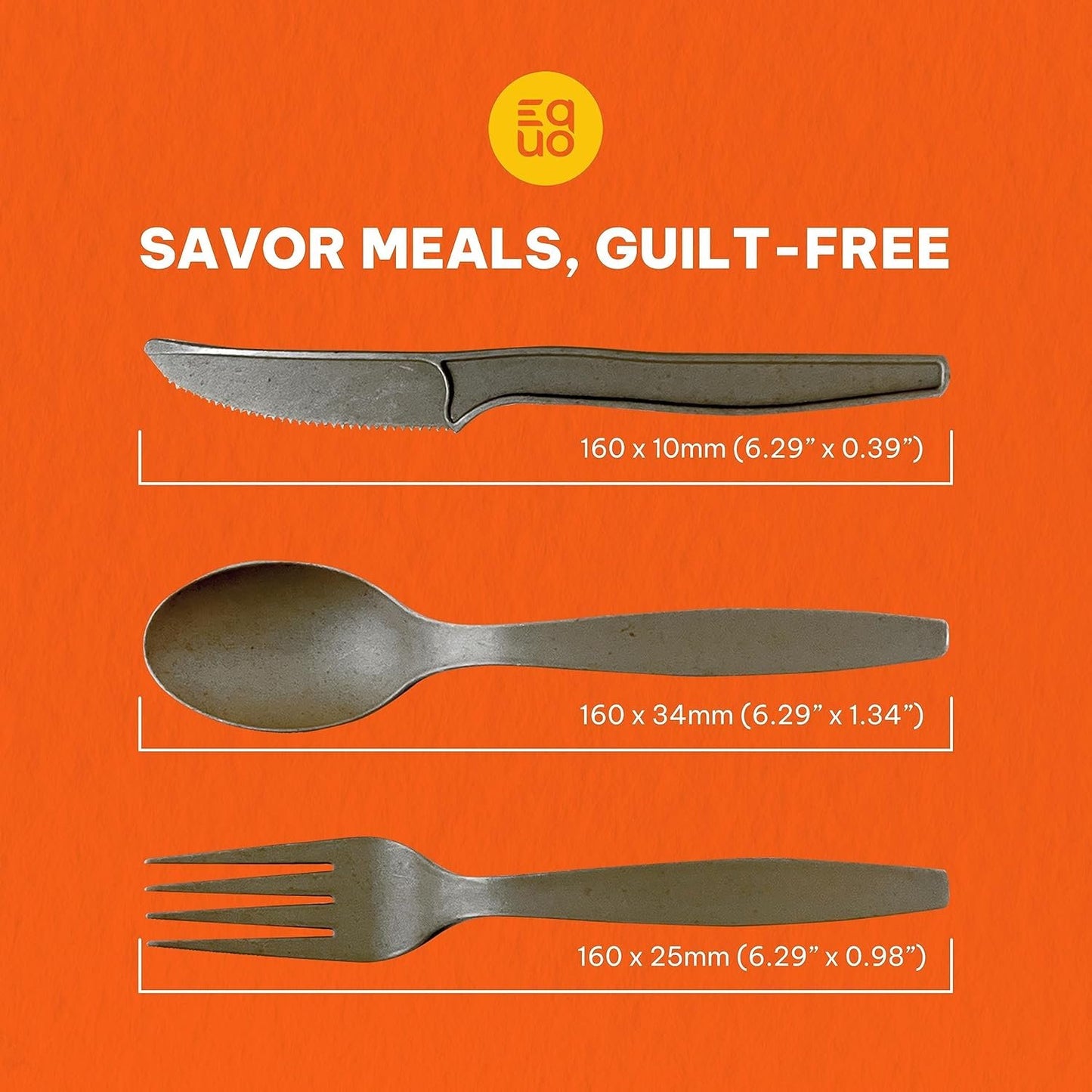 EQUO Coffee Disposable Forks (Pack of 15) - Plastic-Free, Home-compostable, Heat-Safe Utensils for Parties, Events, Camping & More