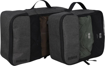 BÄRA Travel Accessories - Set of 2 Space Saving Packing Cubes for Carry On Suitcase Luggage Organization - Medium and Small Packing Organizers with a Mesh Top for Lightweight Travel Organization, Grey