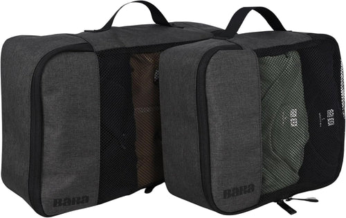 BÄRA Travel Accessories - Set of 2 Space Saving Packing Cubes for Carry On Suitcase Luggage Organization - Medium and Small Packing Organizers with a Mesh Top for Lightweight Travel Organization, Grey