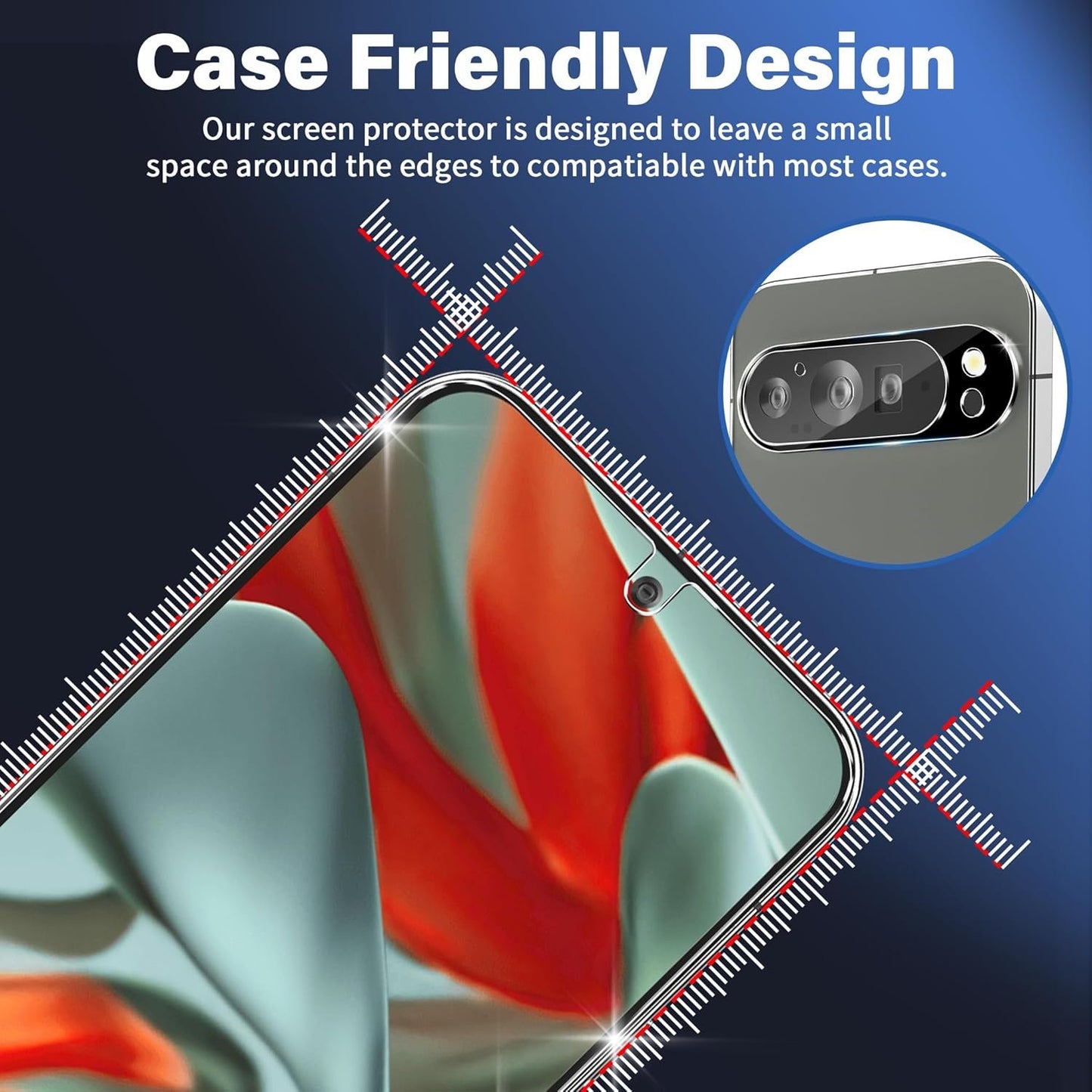 [3+3 Pack] Glass Screen Protector for Google Pixel 9 Pro 5G 6.3 Inch, 9H Tempered Glass, Ultrasonic Fingerprint Unlock,HD Clear Case Friendly for Google Pixel 9 Pro Tempered Glass Screen Protector