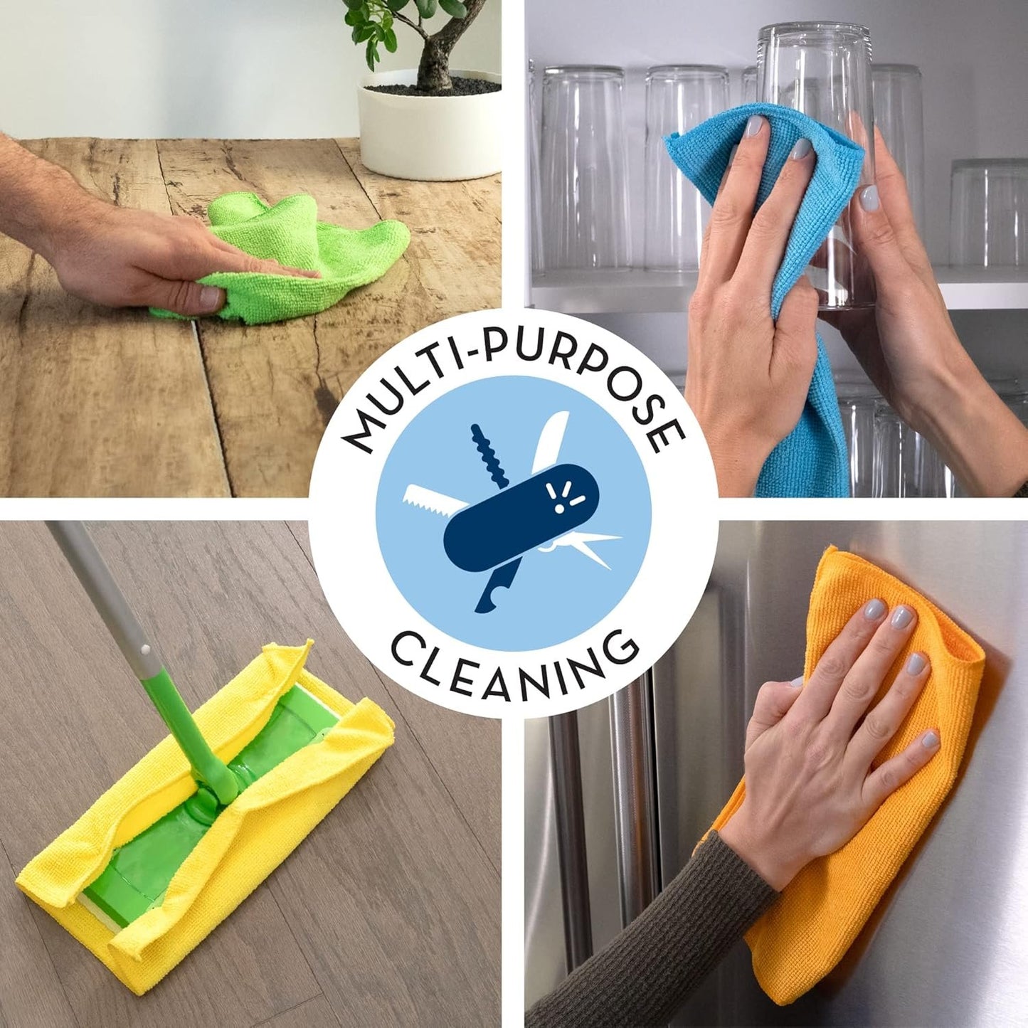 S&T INC. 50 Pack Microfiber Cleaning Cloth, Bulk Towels for Home, Reusable Microfiber Towels for Cars, Cleaning Rags, Assorted, 11.5 Inches x 11.5 Inches, 50 Count