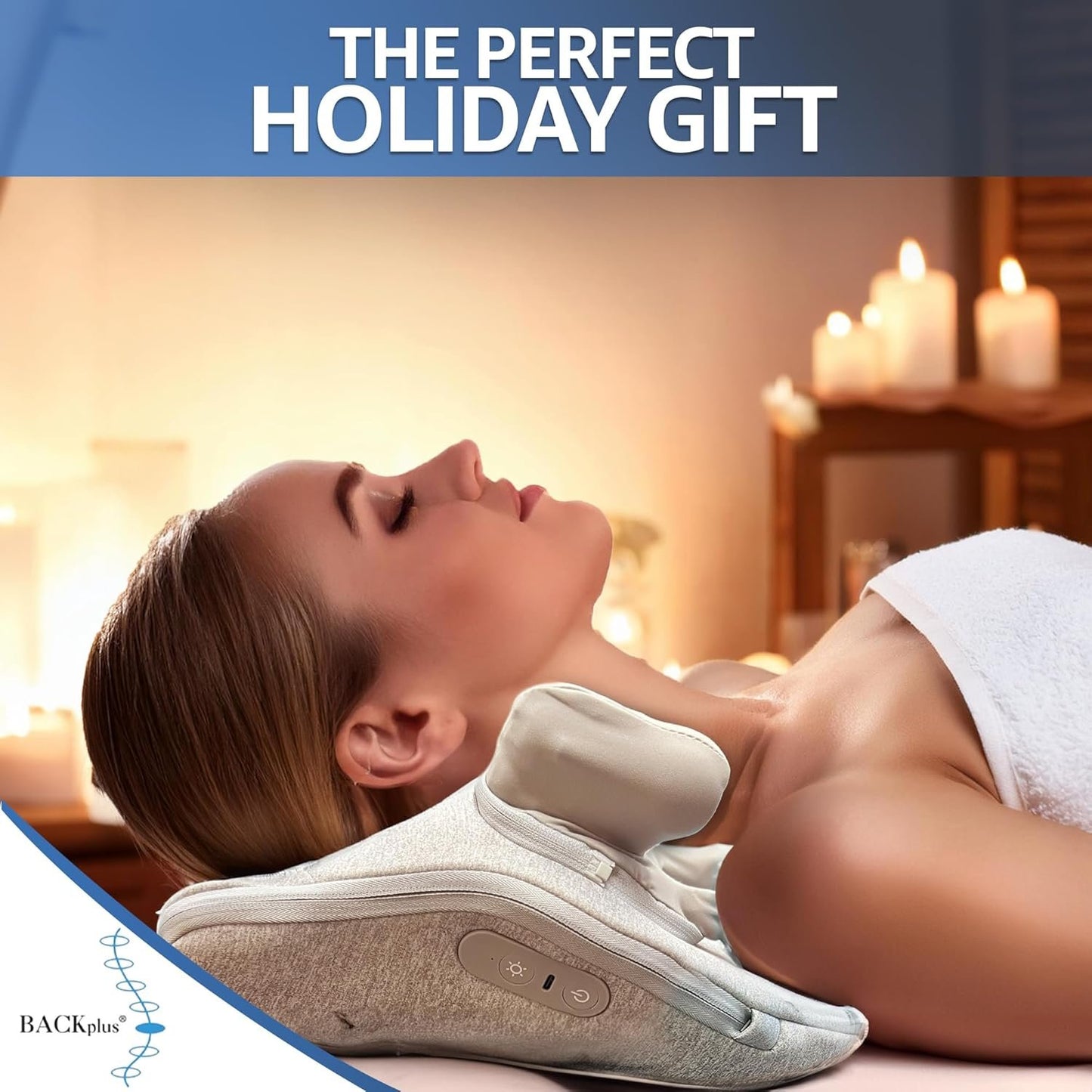 BACKplus Deep Kneading Shiatsu Massage Pillow – Equipped with Heat Therapy for Muscle Relief and Improved Blood Circulation – Portable Deep Tissue Neck and Back Massager