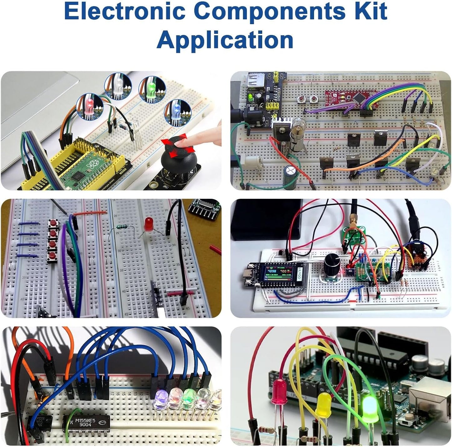 Starter Kit for Electronic Components with 830 Holes Breadboard Transistor Resistor Capacitors LED Buzzer Cable Resistor Different Components Compatible with Arduino with Raspberry Pi