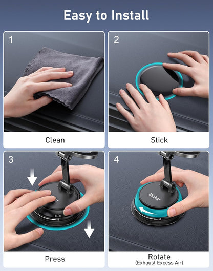 Blukar Car Phone Holder for MagSafe, Powerful Suction Cup & N52 Magnets Universal Magnetic Car Phone Holder, 360° Rotation, Car Accessories Compatible with iPhone 16/15/14/13/12