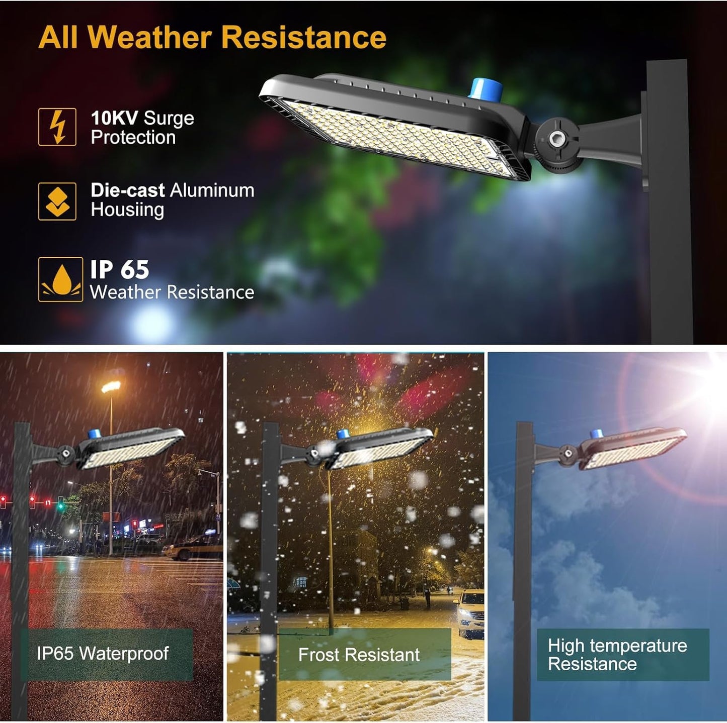 4Pack 240W LED Parking Lot Light 36000lm(150LM/W) Arm Mount LED Pole Light IP65 Waterproof 5000K ETL Listed Commercial Area Lighting with Smart Photocell 6KV SPD-7 Yrs Warranty