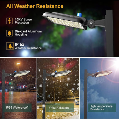 4Pack 240W LED Parking Lot Light 36000lm(150LM/W) Arm Mount LED Pole Light IP65 Waterproof 5000K ETL Listed Commercial Area Lighting with Smart Photocell 6KV SPD-7 Yrs Warranty