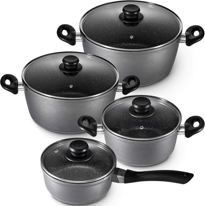 GOURMEX 2L Induction Casserole Pot | Black with Nonstick Coating | Compatible with All Heat Sources | Ideal for Cooking, Boiling and Braising | Includes Glass Lids (1.8L)