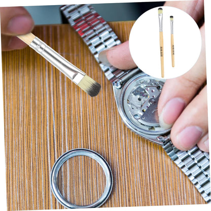 Ciieeo 2Pcs Watch Cleaning Brushes Handle Soft Brush for Watch Movement Part Cleaning Essential Watch Repair Tools Comfortable Grip and Design