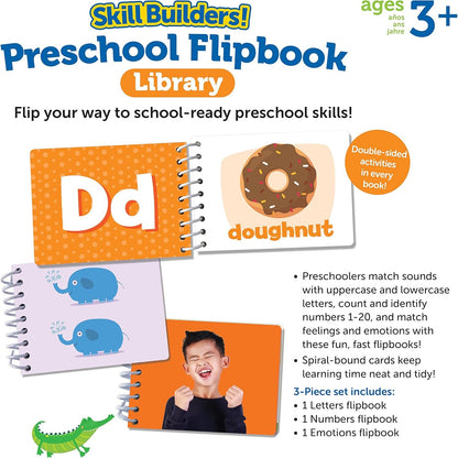 Learning Resources Skill Builders! Preschool Flipbook, Library Preschool, Learning Activities, Educational Toys for 1-3-Year-Olds, Toddler Activity Book, 3 Pieces, Ages 3+