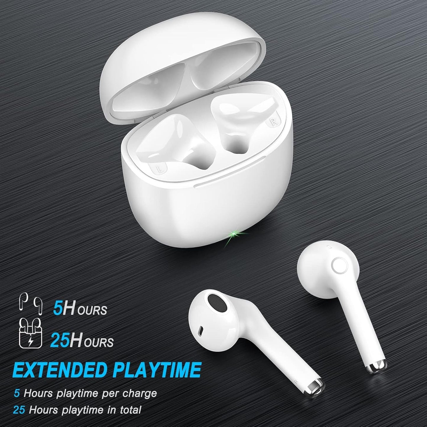 Wireless Earbuds, yobola Bluetooth Earbuds, IPX5 Waterproof Wireless Headphones Touch Control, Bluetooth Headphones 5.1 Built-in Microphone, 25 Hrs with USB-C Charging with Running/Fitness