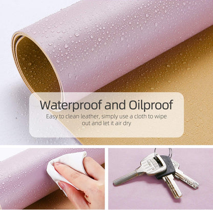 YSAGi Multifunctional Office Desk Pad, Ultra Thin Waterproof PU Leather Mouse Pad,Dual Use Desk Writing Mat for Office/Home (Grayish Lavendar+Cinnamon Buff, 31.5" x 15.7")